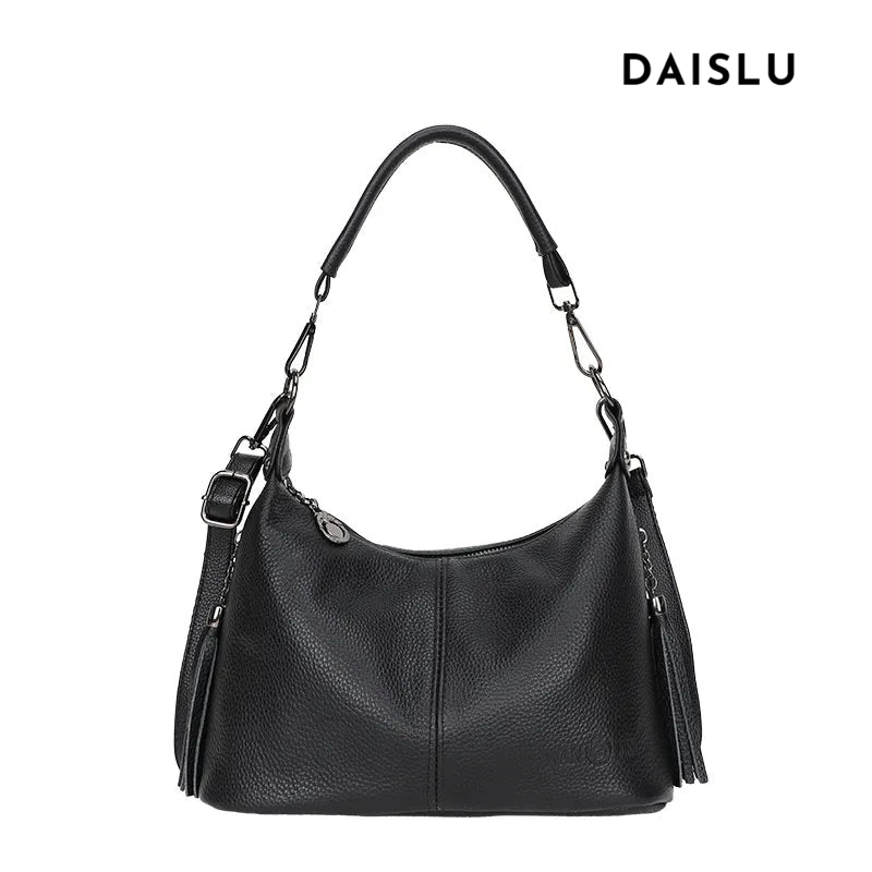 Bolsa Milena em couro legítimo, estilo baguete. Compacta, elegante e versátil, com zíper, forro em algodão e alça para usar no ombro ou na mão.