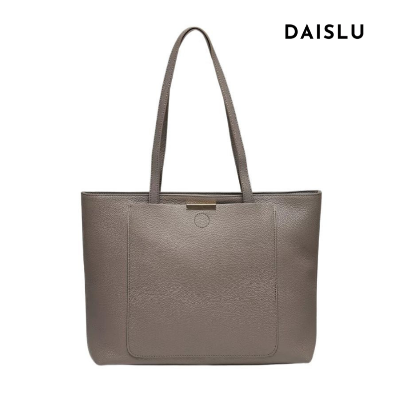 Bolsa Laís em couro legítimo, tote moderna e elegante. Espaçosa, com divisórias, bolsos externos e zíper para praticidade e estilo no dia a dia.