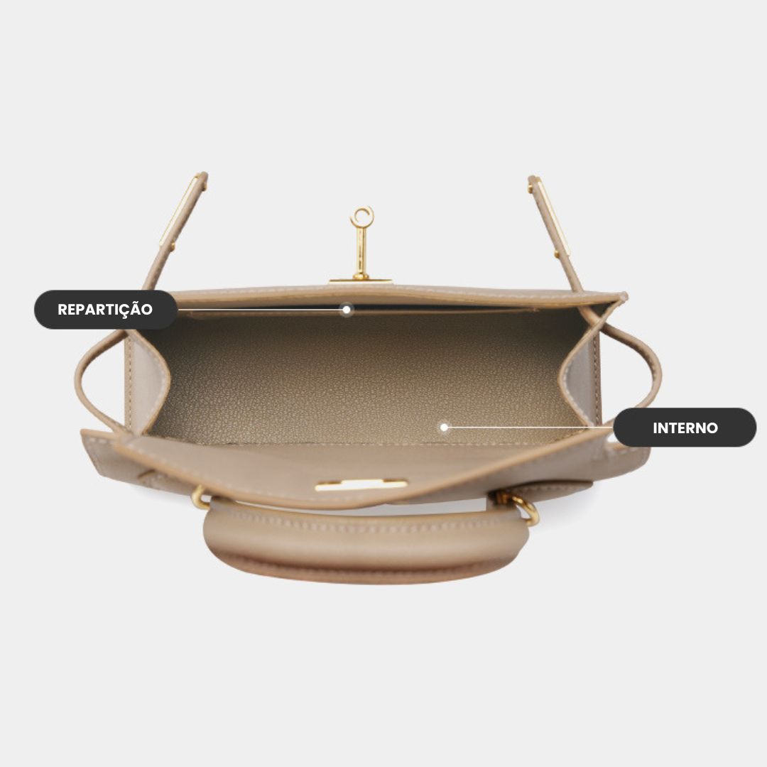 Bolsa Helena em couro legítimo, pequena, elegante e durável. Design clássico inspirado em Grace Kelly, perfeita para quem busca sofisticação atemporal.