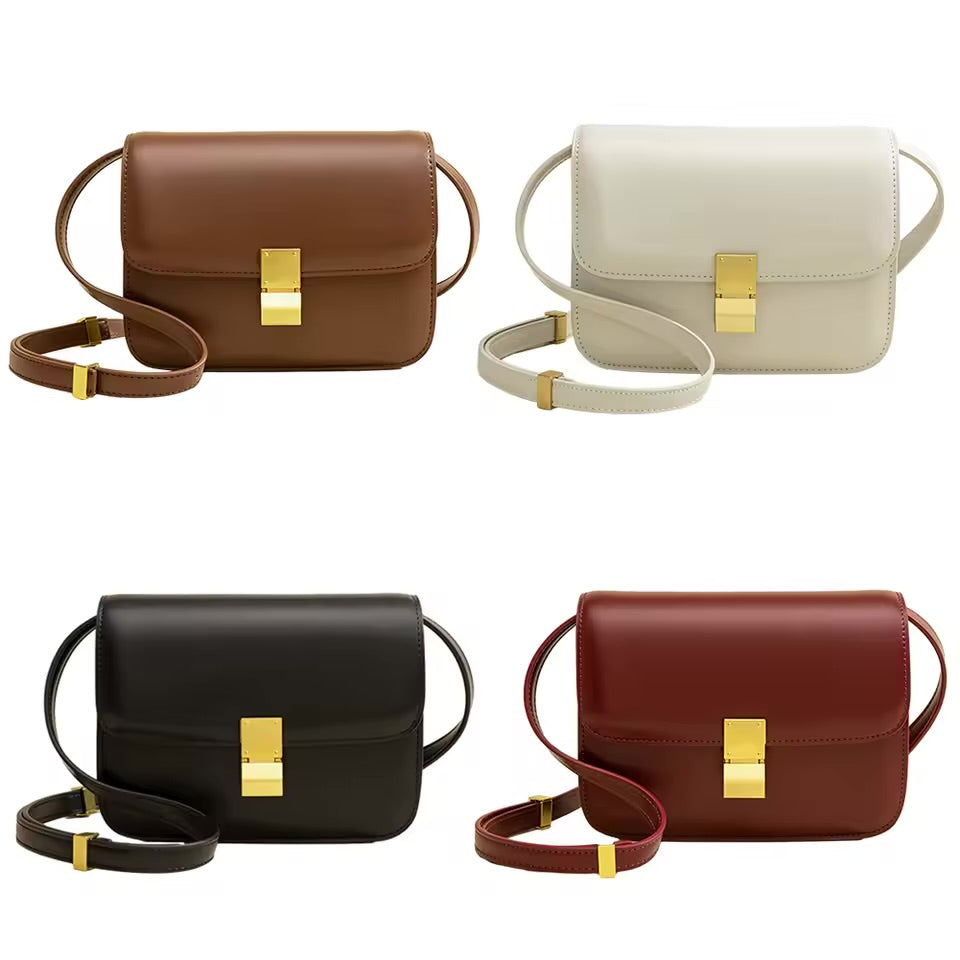 Bolsa Cristine compacta, elegante e funcional. Com divisórias, zíper e ferragens douradas, é ideal para o dia a dia ou ocasiões especiais.