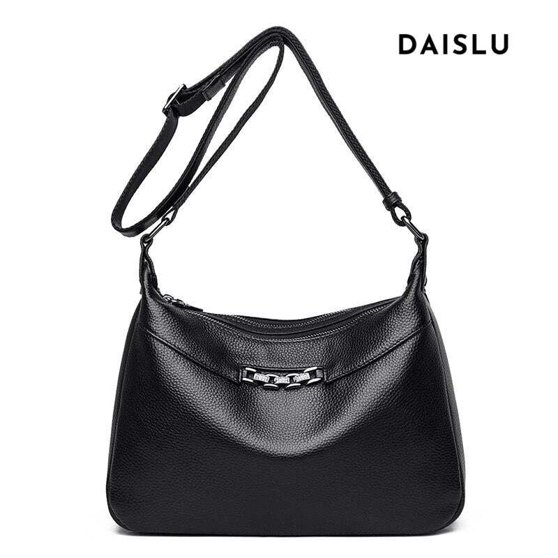 Bolsa Daiane em couro legítimo, leve e elegante. Design minimalista com alça ajustável, bolso externo e interior espaçoso para praticidade no dia a dia.