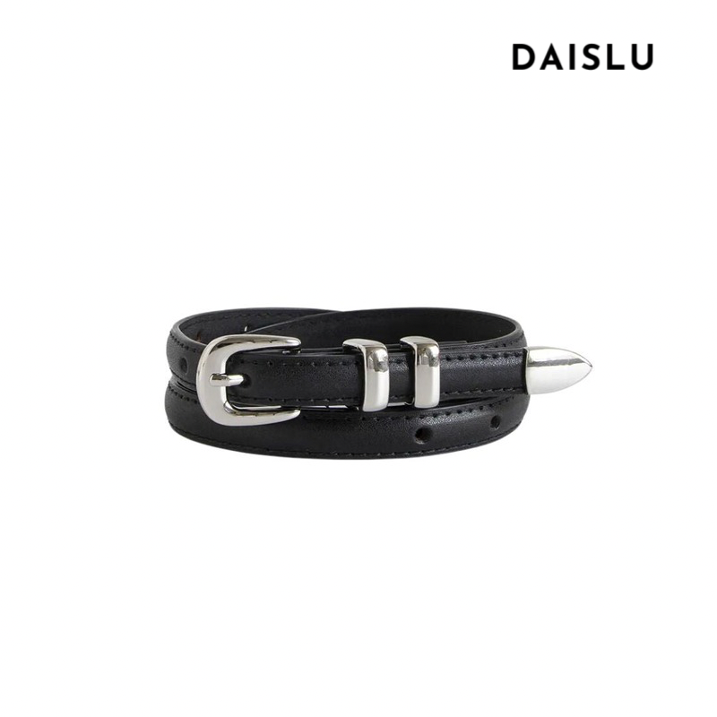 Cinto Mila em couro legítimo, fino e elegante. Design minimalista com fivela prateada em alloy, ideal para looks casuais ou formais com toque sofisticado.