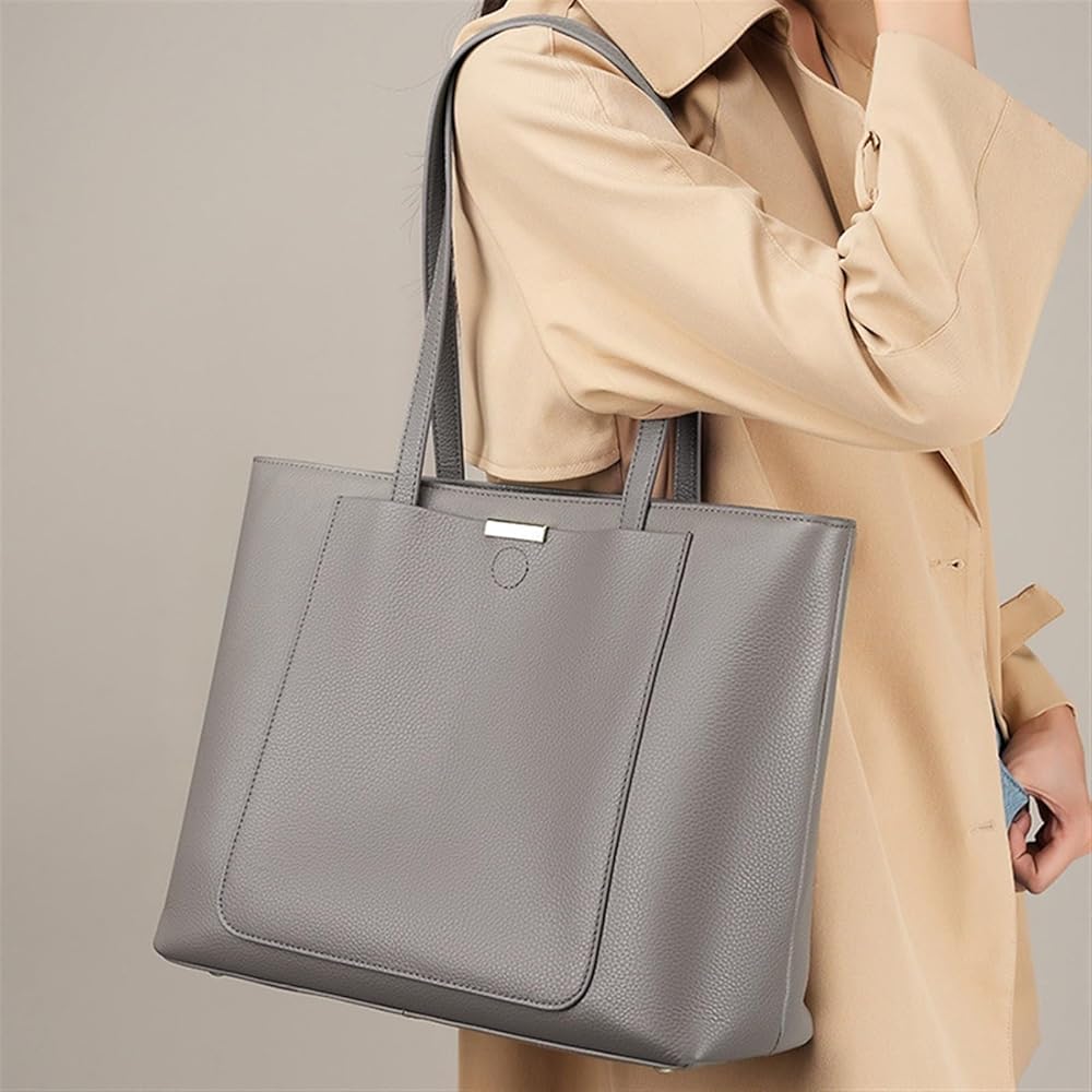 Bolsa Laís em couro legítimo, tote moderna e elegante. Espaçosa, com divisórias, bolsos externos e zíper para praticidade e estilo no dia a dia.