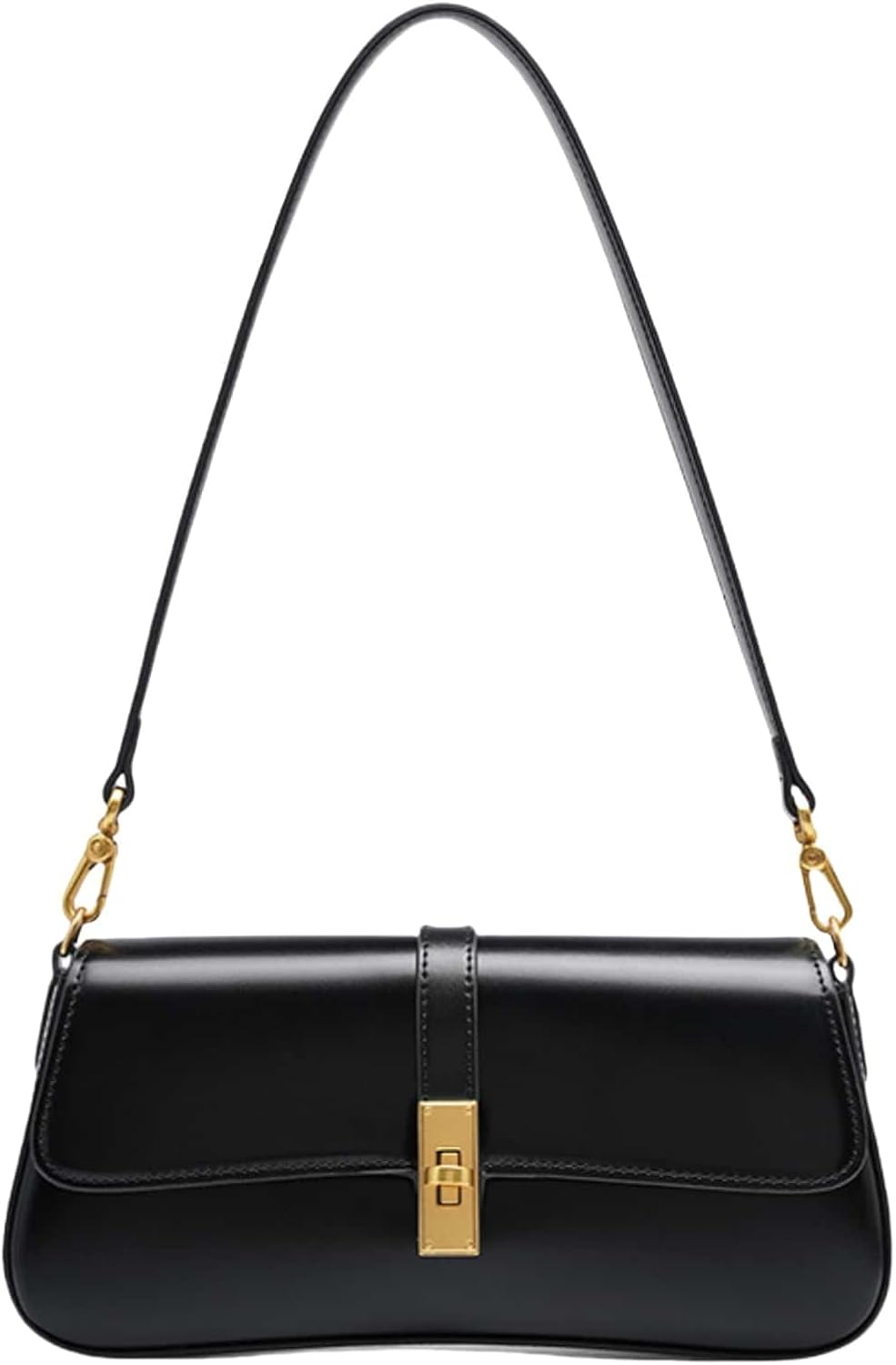 Bolsa Ana em couro legítimo, estilo baguette. Compacta, elegante e resistente, com divisórias internas que garantem praticidade e organização no dia a dia.