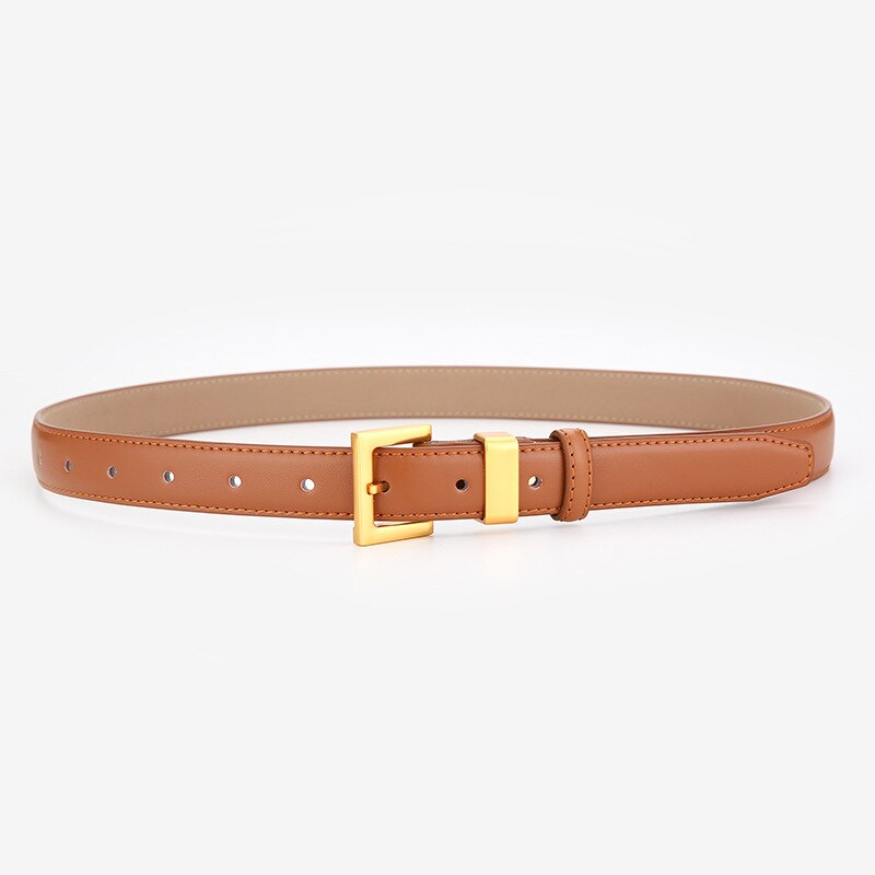 Cinto Ísis em couro legítimo com fivela dourada. Elegante, durável e versátil, ideal para looks casuais ou formais. Disponível em diversas cores.